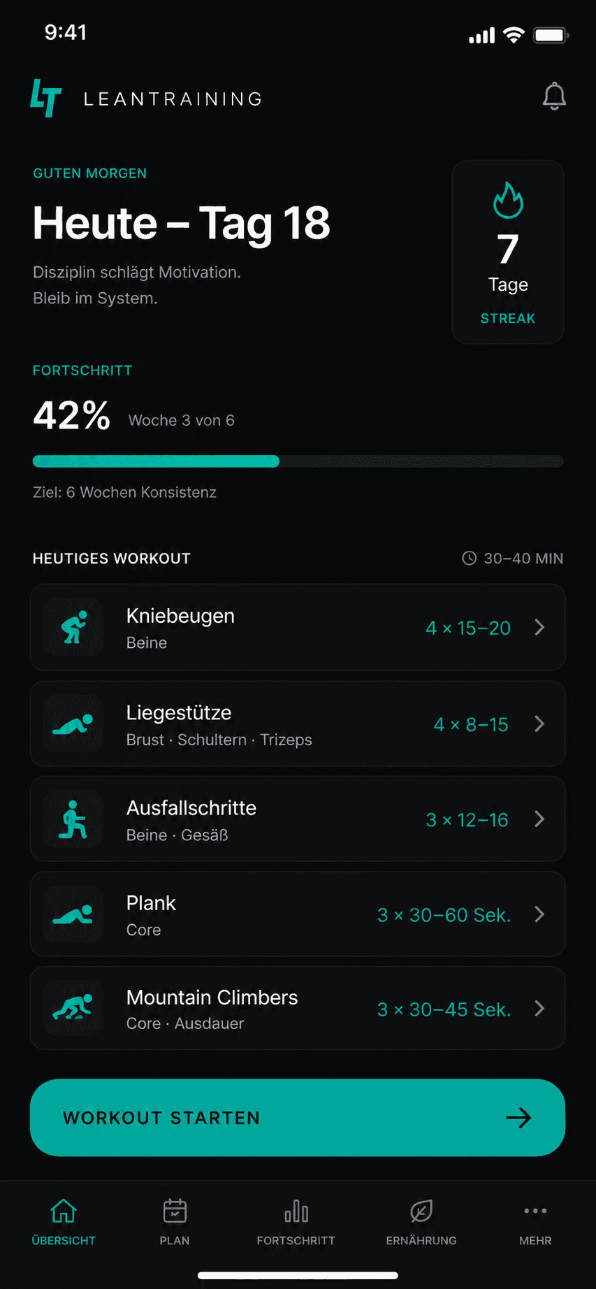 LeanTraining App auf dem Smartphone